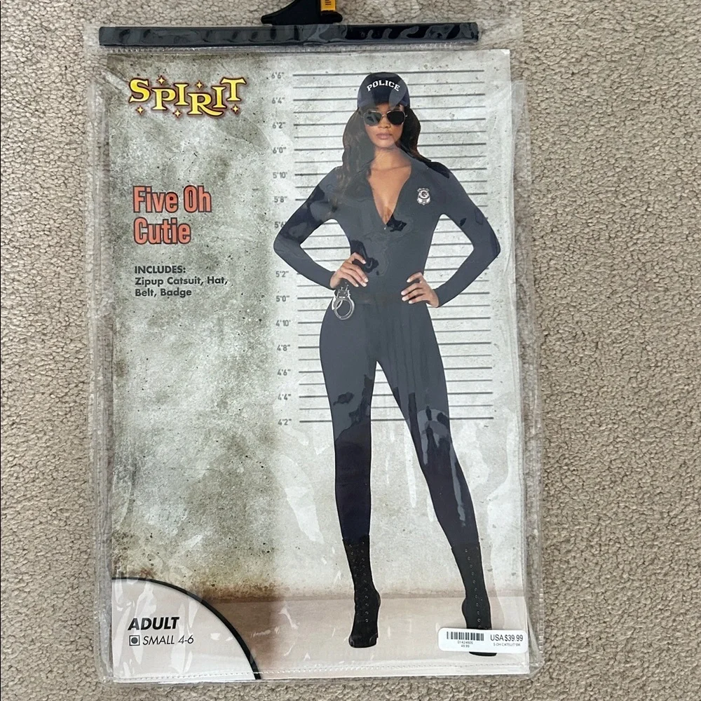 Spirit Five Oh cutie adult costume size small 4–6 police woman zip up catsuit